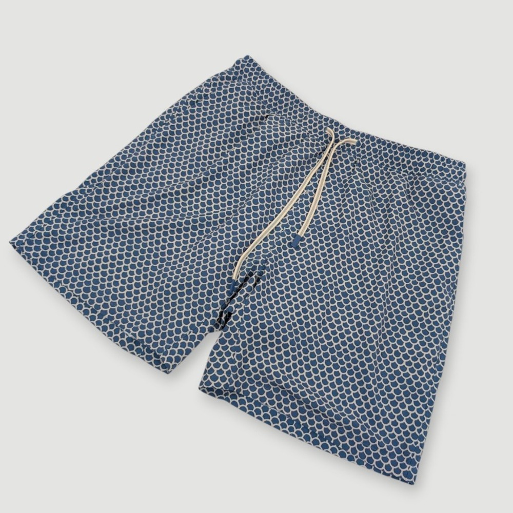 Faherty Shorelite Trunks Mens Medium Blue Fishscale Swim Shorts Beach Casual